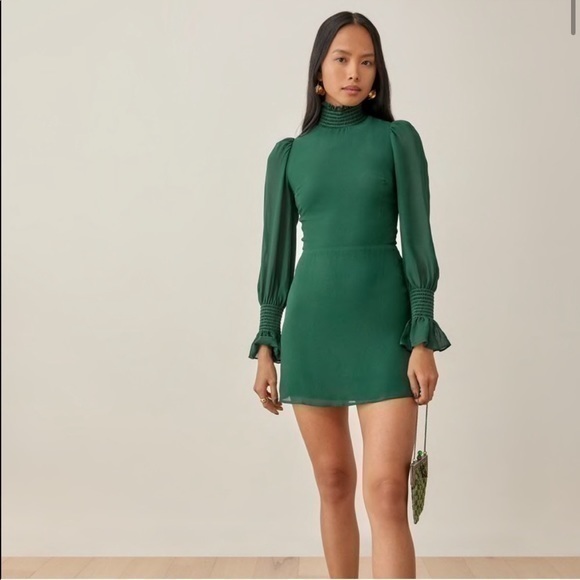Reformation Dresses & Skirts - NWT Reformation Dress Archie High Neck Green Dress size 12